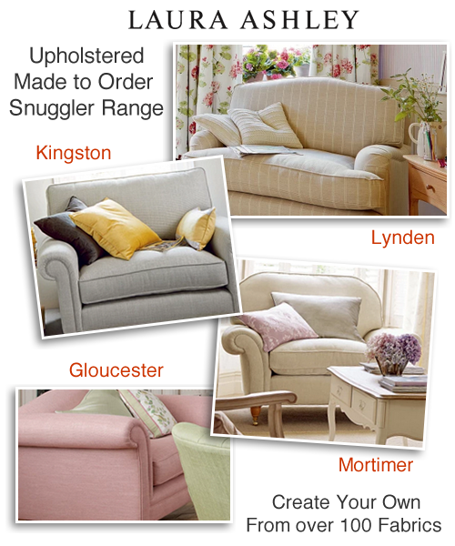 Laura Ashley fabric/leather snuggler sofas