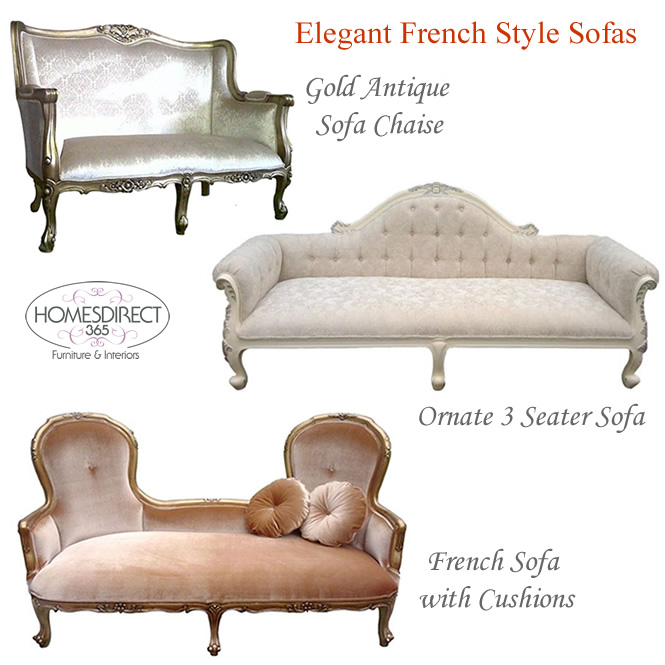 French Style 2 and 3 Seater Sofa Loveseats