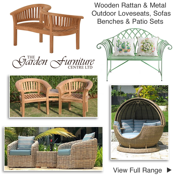 Outdoor Loveseats Garden Sofas Wooden Benches Rattan Patio Furniture