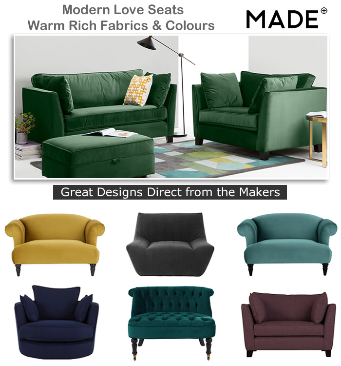 Velvet Tweed Wool Modern Fabric Loveseats Velvet Loveseats Fabric love seat sofas direct from the makers