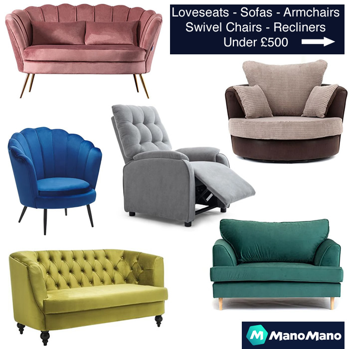 Velvet Loveseats Sofas Armchairs & Swivel Chairs Under £500