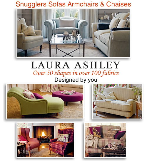 Laura Ashley fixed and loose cover snuggler sofas and loveseats