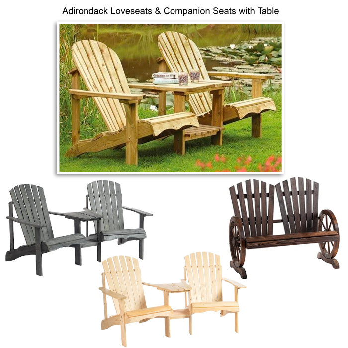 Adirondack Loveseat companion bench with table