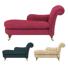 left-hand and right-hand facing chaise with curved back