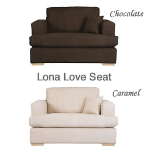 fabric cream and brown love seats