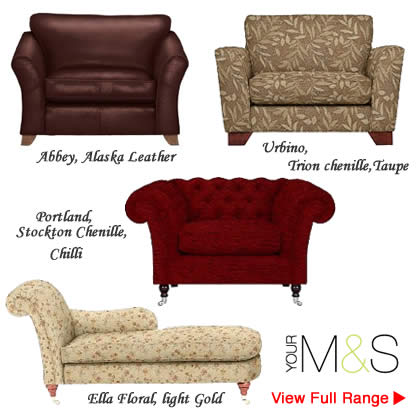M&S loveseat sofa and armchairs